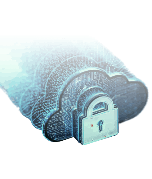 Cloud with a padlock representing secure cloud data
