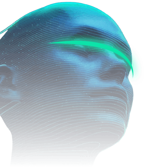 Digital human face with a scan line representing biometric verification