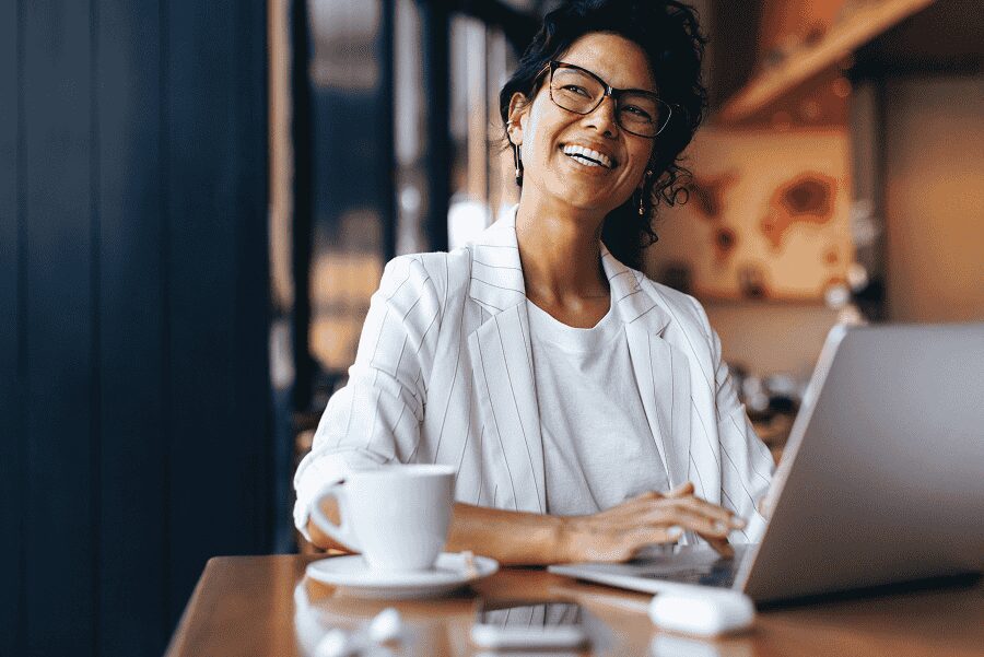 A female employee using her laptop