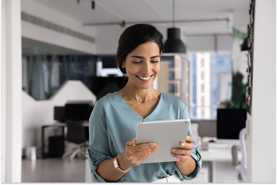 A female employee using a tablet